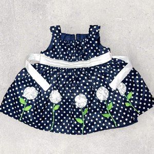 American Princess Navy Polka Dot Baby Dress - 6 Months